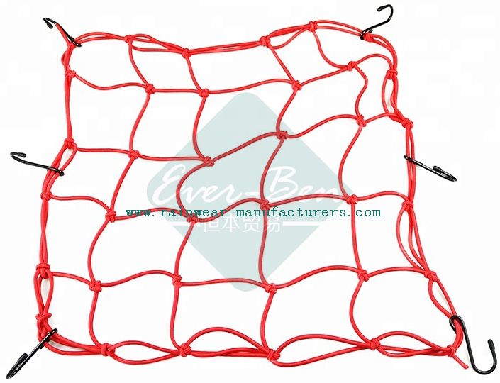 028 38cm x 38cm webbing bike rubber bungee cargo net with hooks